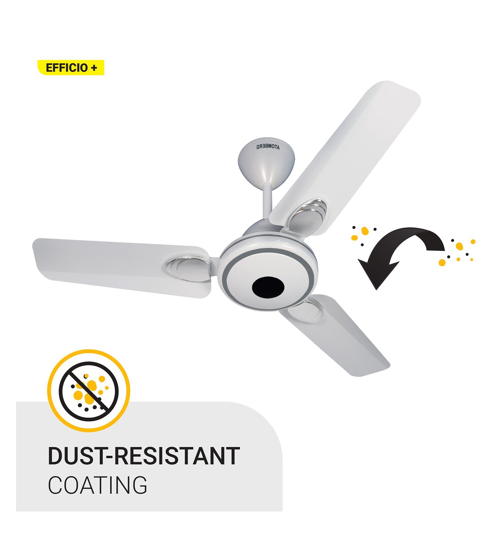 Atomberg Efficio+ 900mm BLDC motor Energy Saving Anti-Dust Ceiling Fan with Remote Control | White