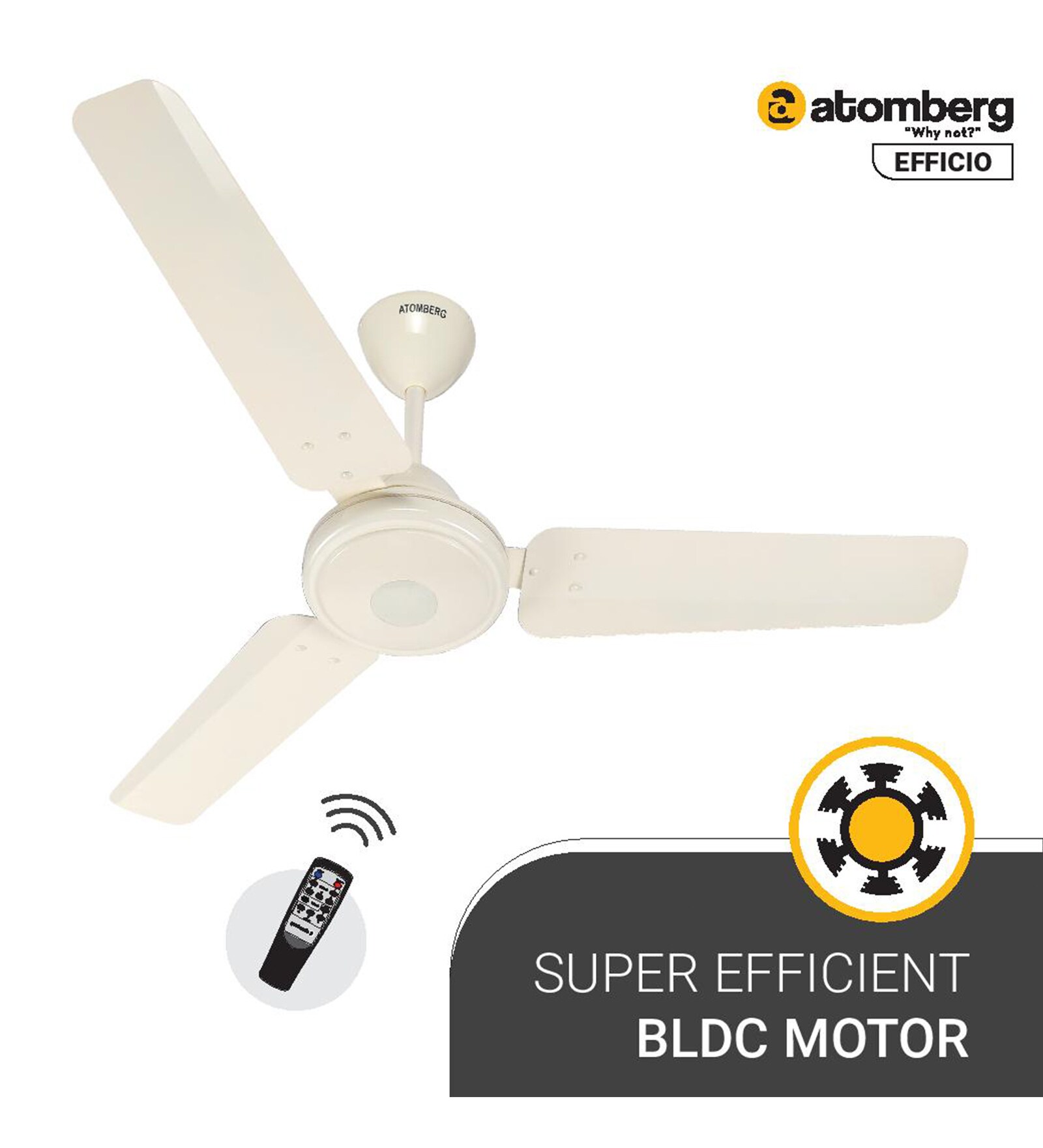 Atomberg Efficio BLDC Motor Ceiling Fan with Remote, 1050 mm, Ivory