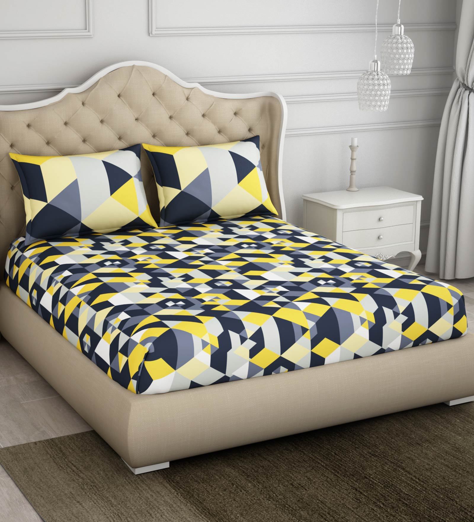 Buy Atrium Cotton 144TC Double Bedsheet with 2 Pillow Covers at 50% OFF ...
