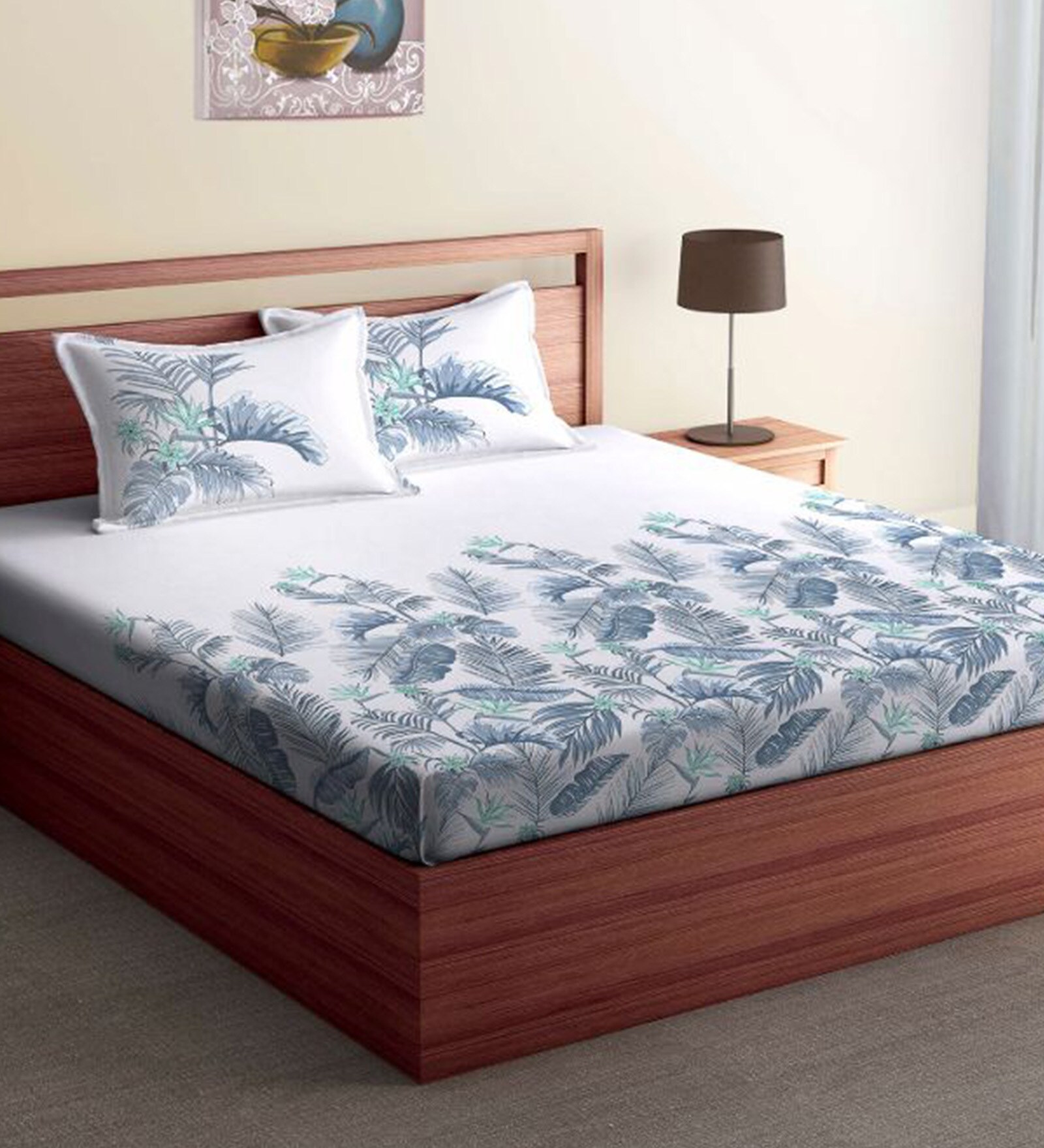 Buy Atrium Cotton 144TC Double Bedsheet with 2 Pillow Covers by Spaces ...