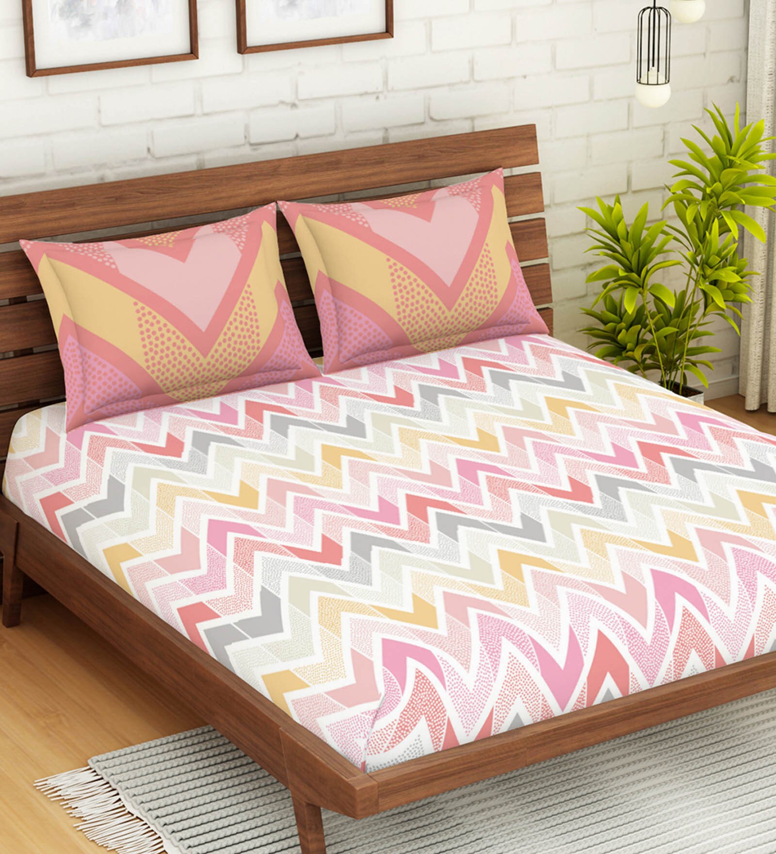 Buy Atrium Ecom Cotton 144TC Double Bedsheet With 2 Pillow Covers at 37 ...