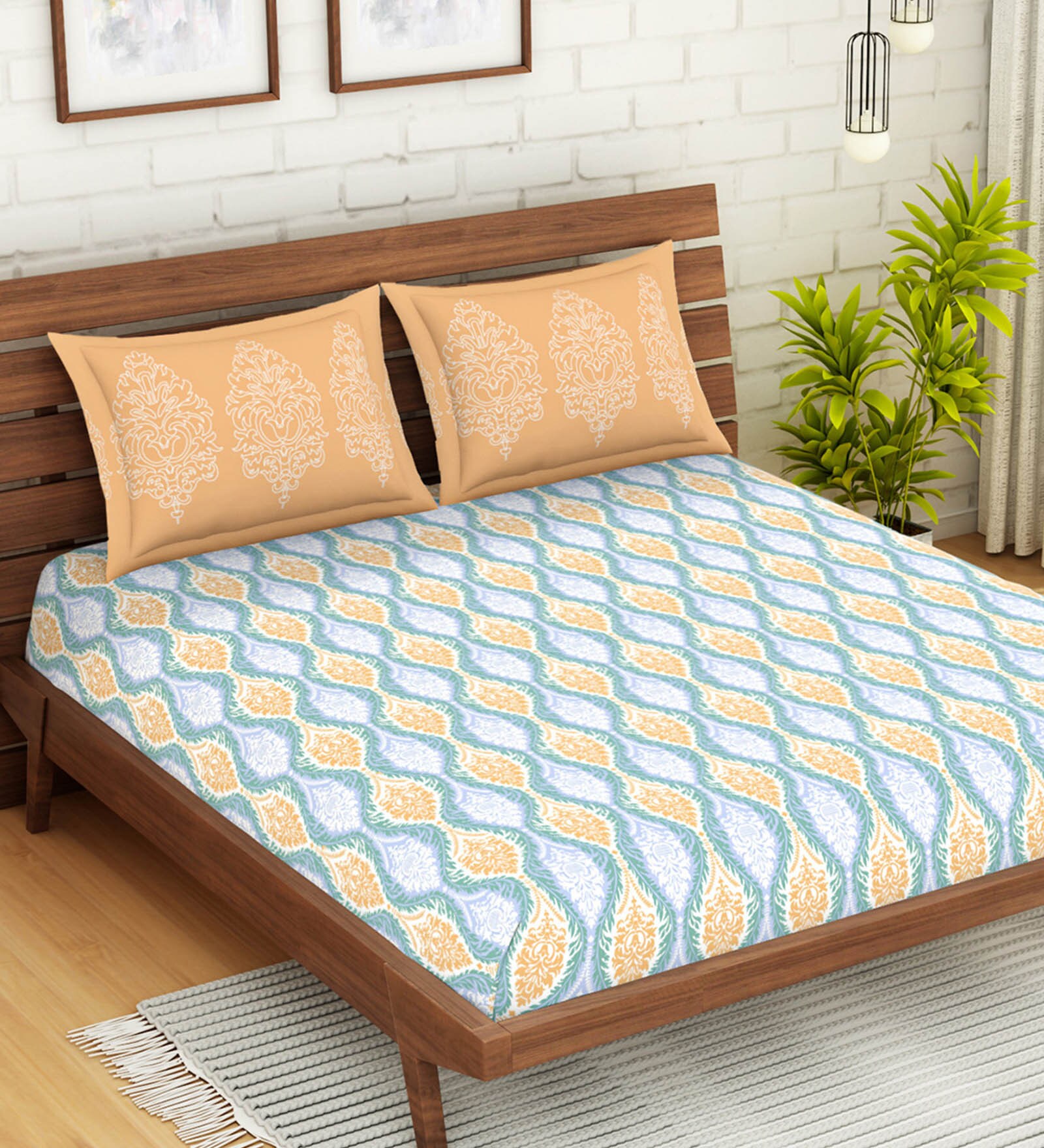 Buy Atrium Plus Cotton 210TC Double Bedsheet With 2 Pillow Covers at 35 ...