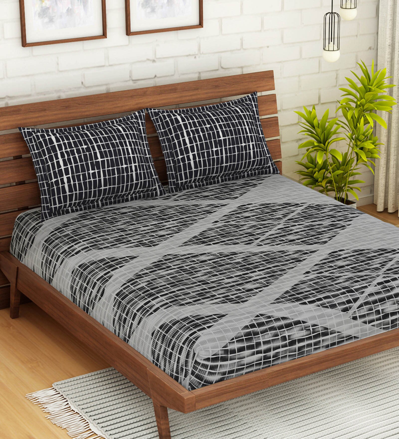 Buy Atrium Plus Cotton 210TC Double Bedsheet With 2 Pillow Covers at 38 ...