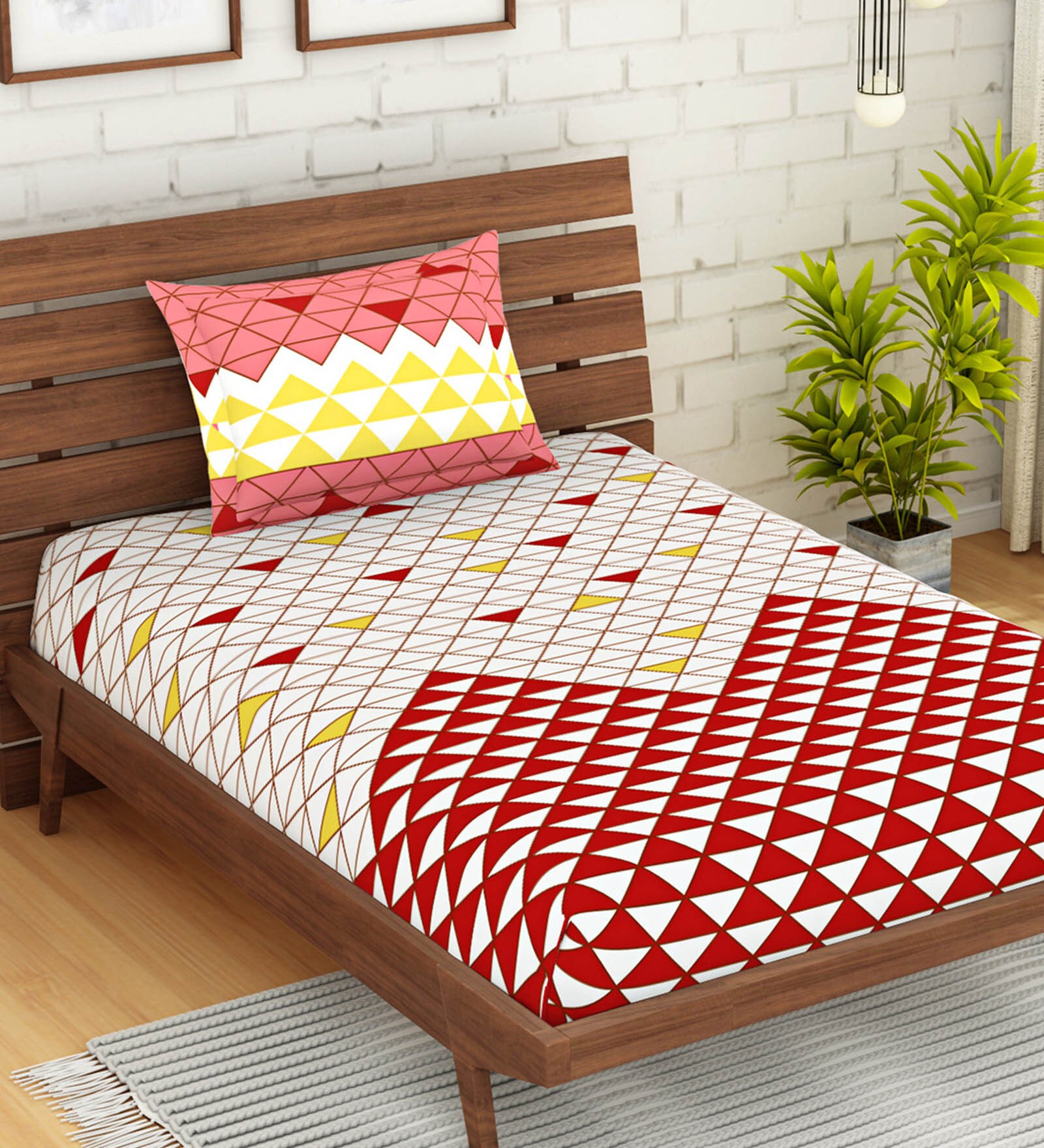 Buy Atrium Plus Cotton 210TC Single Bedsheet With 1 Pillow Covers at 37 ...