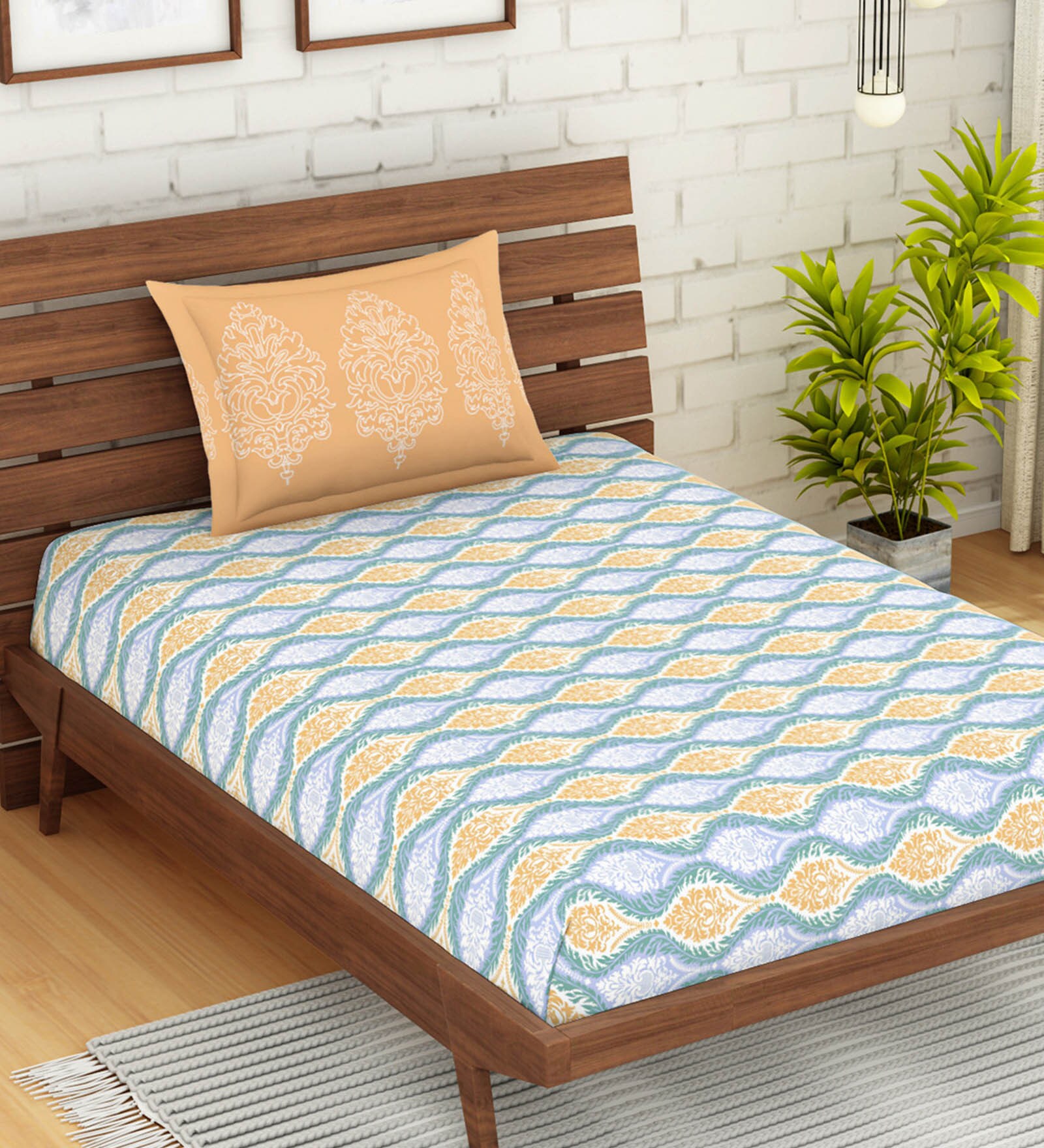 Buy Atrium Plus Cotton 210TC Single Bedsheet With 1 Pillow Covers at 35 ...