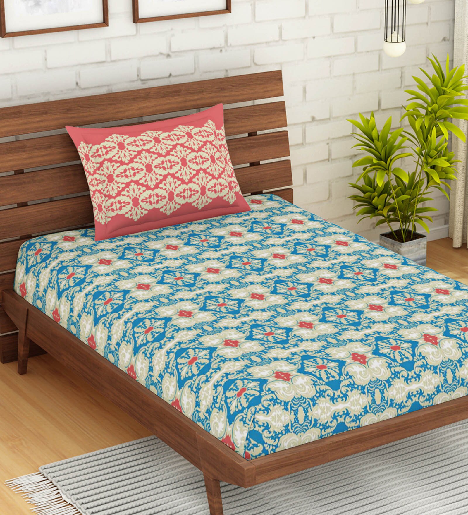 Buy Atrium Plus Cotton 210TC Single Bedsheet With 1 Pillow Covers at 37 ...