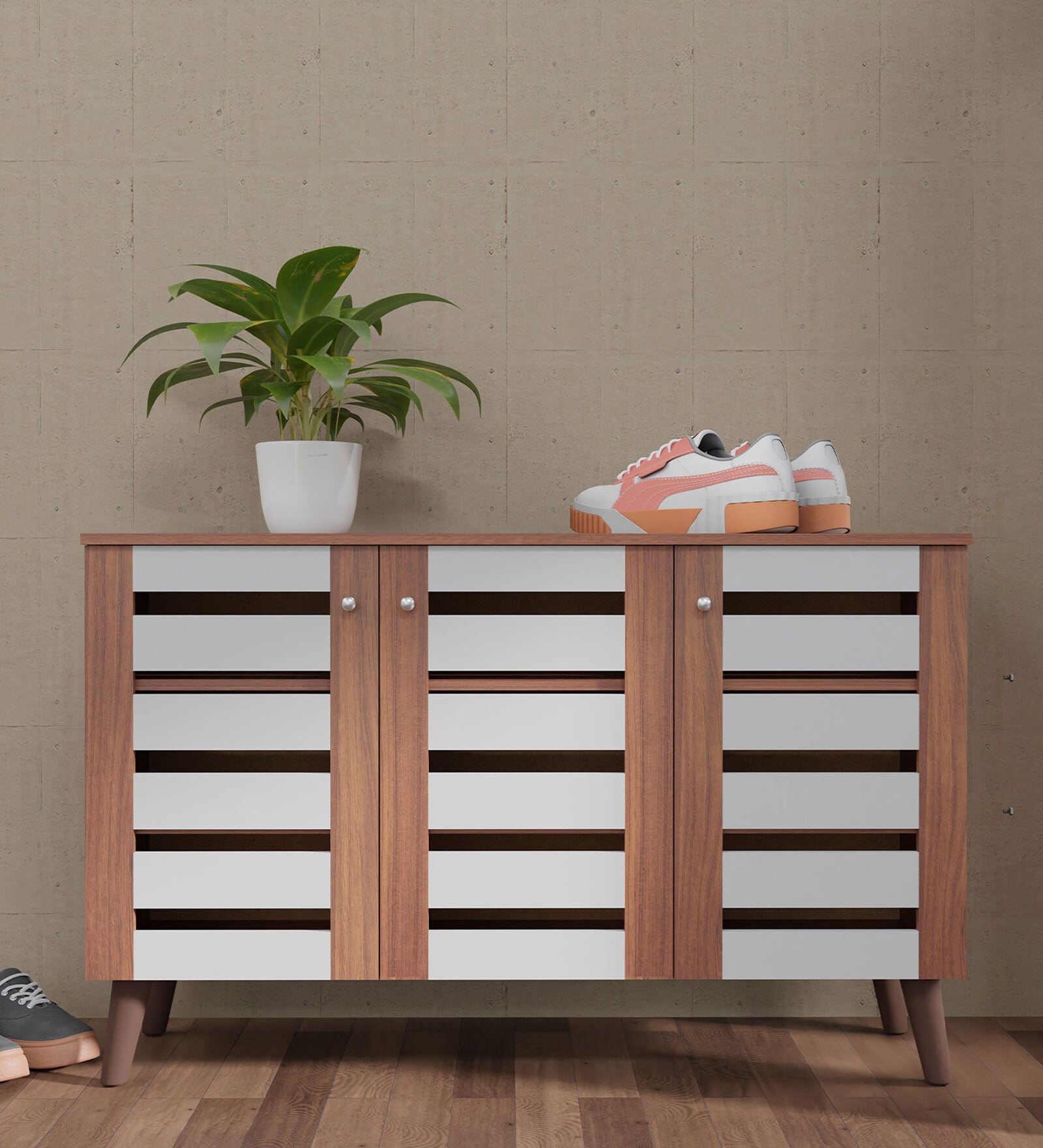 Attic Horizon Shoe Cabinet in Frosty White Finish