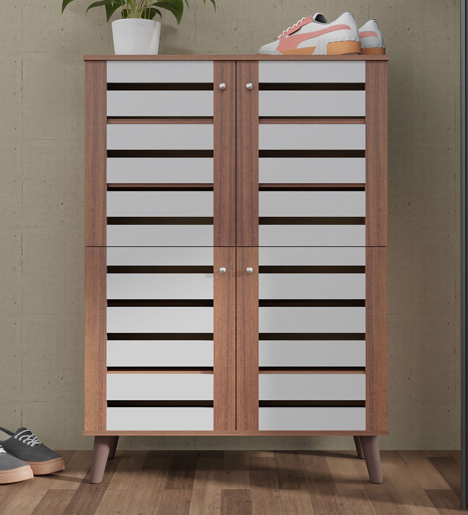 Attic Vertico Shoe Cabinet in Frosty White Finish
