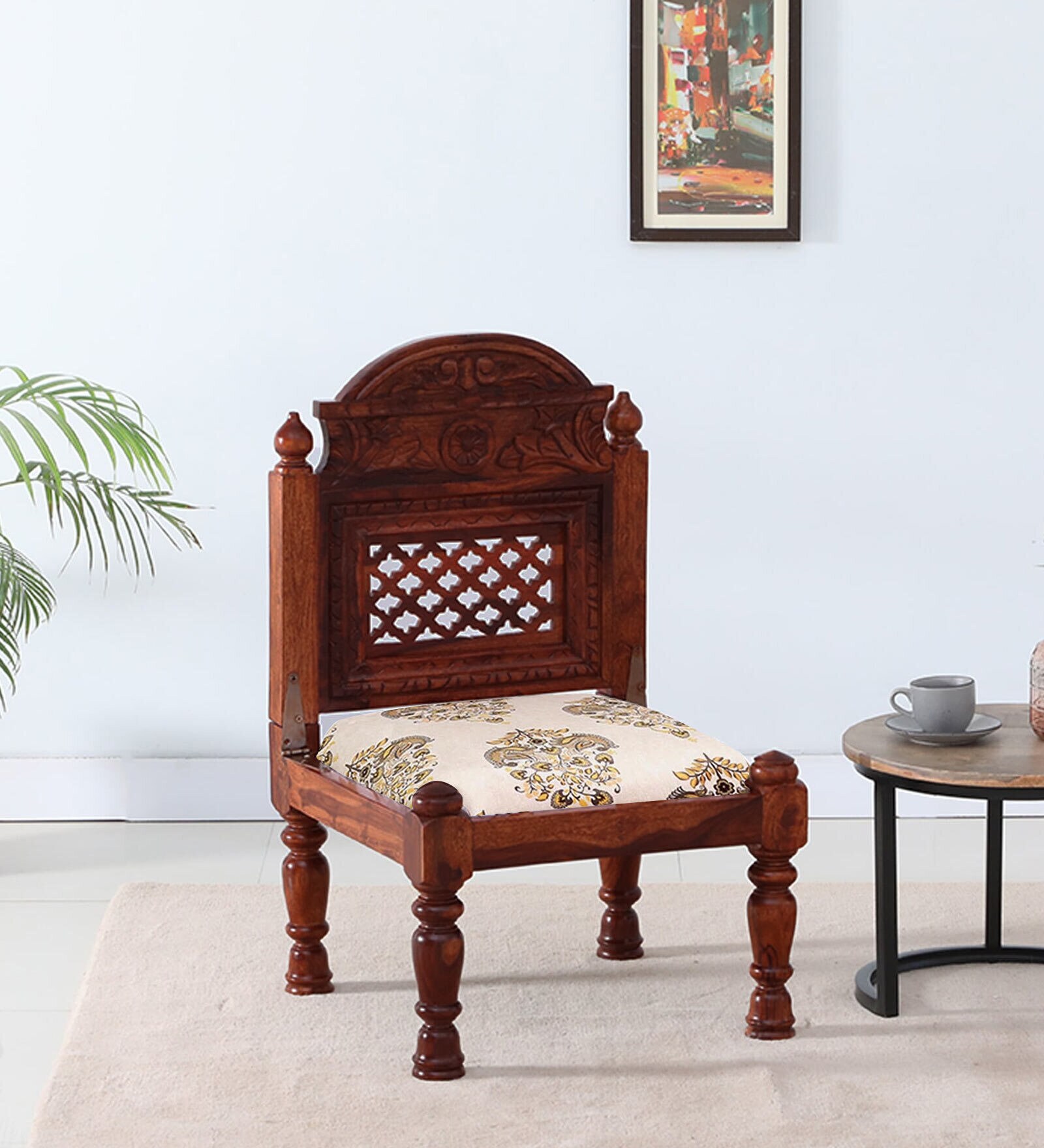 Atulya Sheesham Wood Dining Chair In Honey Oak Finish