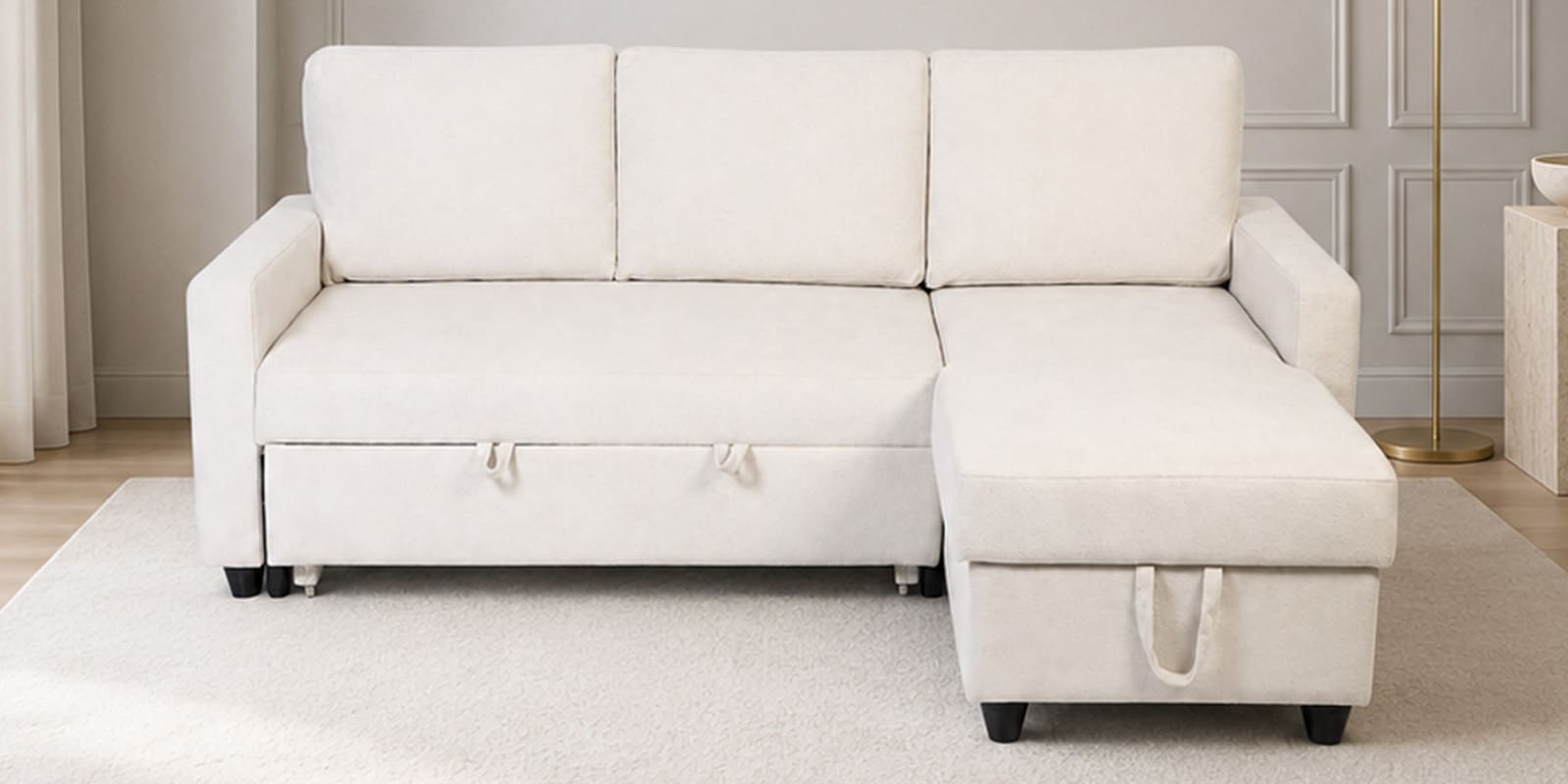 Athlone Sofa Cum Bed With Storage in Beige Colour Athlone Sofa Cum Bed With Storage in Beige Colour