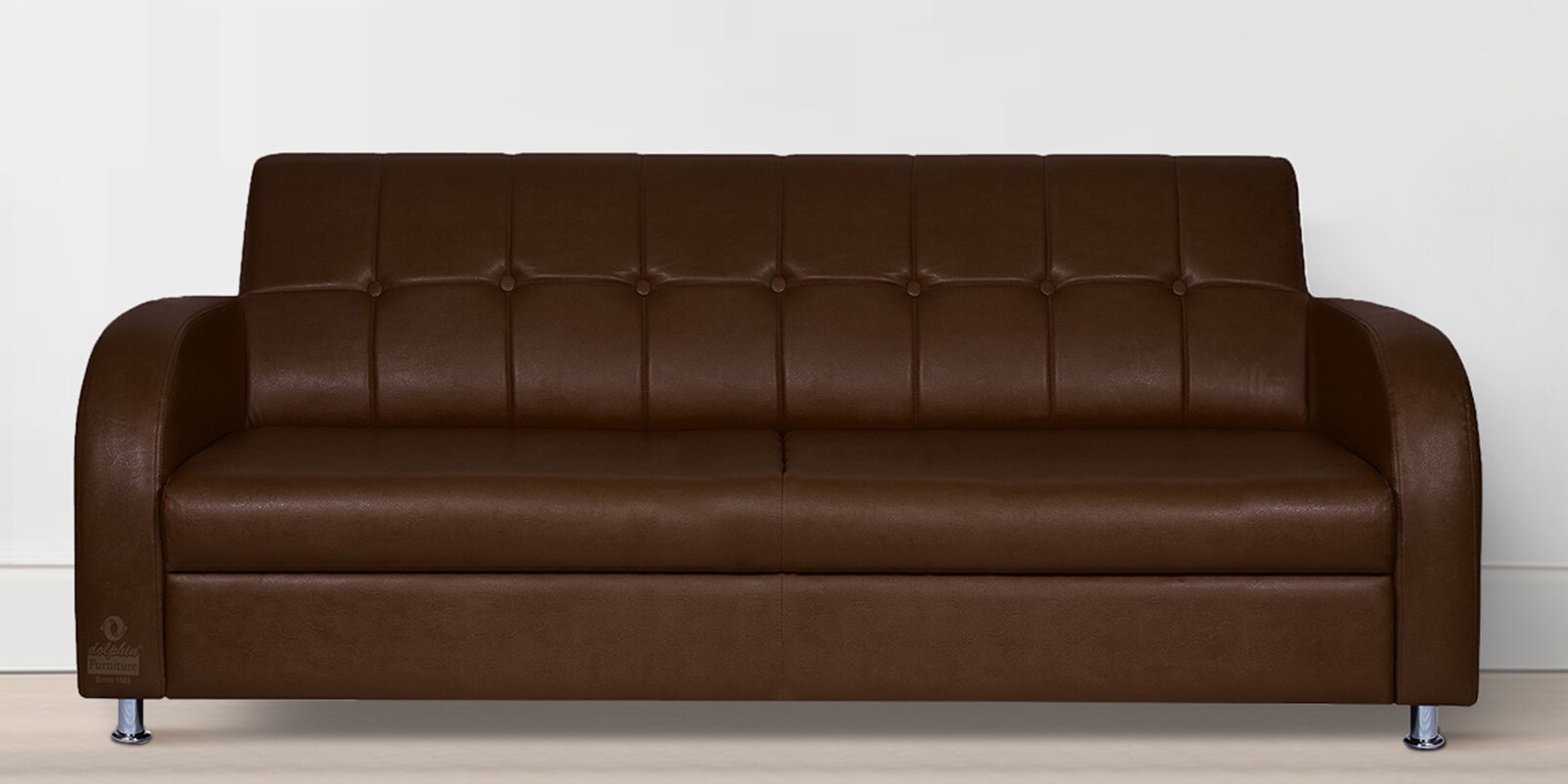 Buy Atlanta Leatherette 3 Seater Sofa In Brown Colour at 31 OFF by