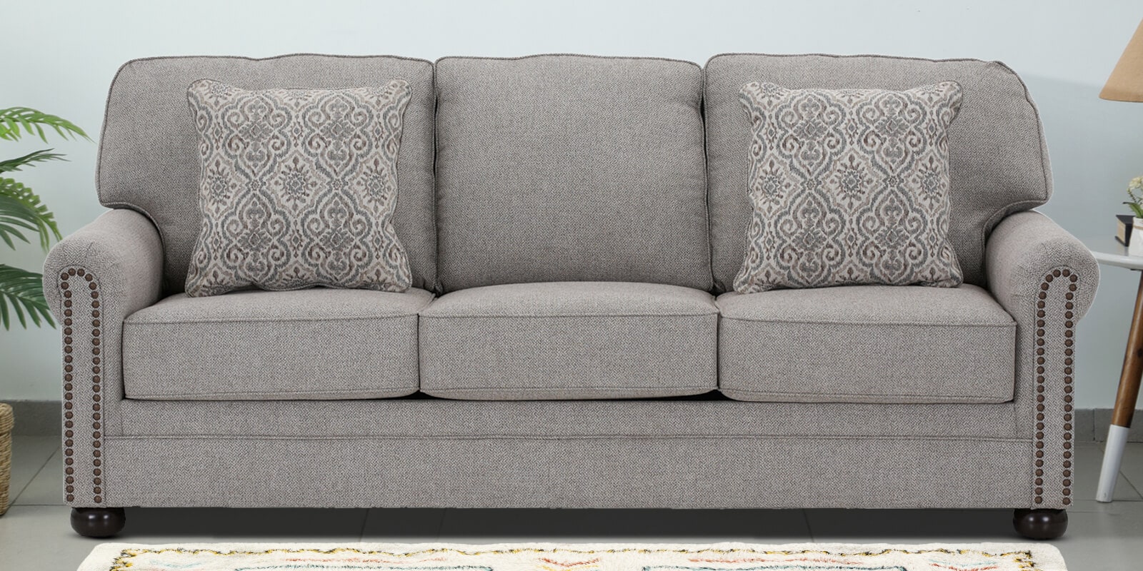 Atlanta Fabric 3 Seater Sofa in Grey Color Atlanta Fabric 3 Seater Sofa in Grey Color