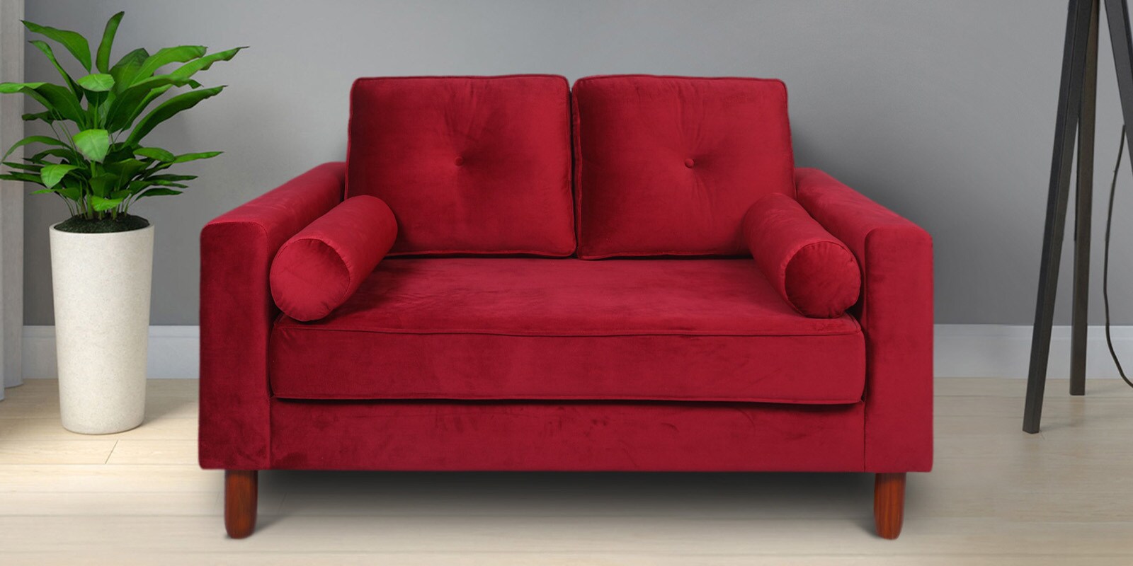 Atlanta Velvet 2 Seater Sofa In Red Colour