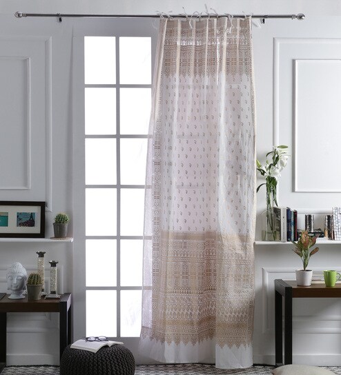 Buy At Home White Cotton 106 X 53 Inch Door Curtain Online
