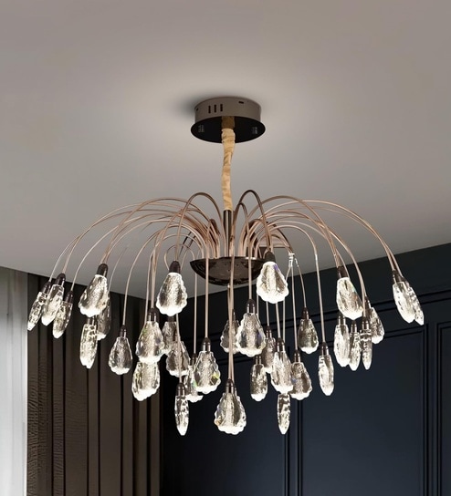 Atelier Smart LED Chandelier | Metal & Crystal Modern Ceiling Light | App Control & Voice Assist | 3 Color Modes Pendant Light for Living Room, Dining & Bedroom | 1 Year Warranty
