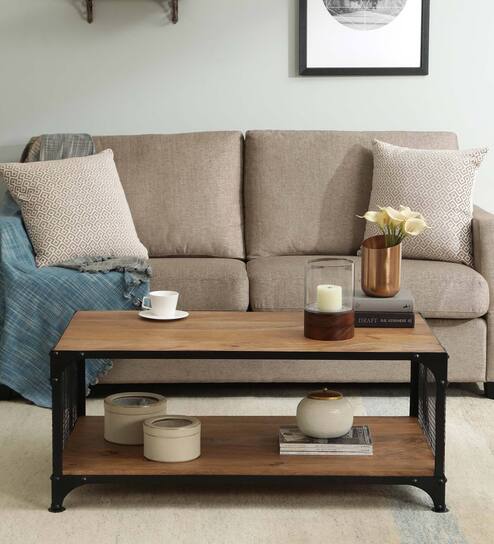 Atencio Metal Coffee Table In Natural Finish