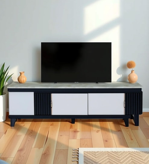 Atlanta American Marble Tv Console Stand In White Finish