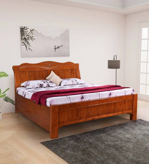 Almore King Size Bed With Hydraulic Storage in Brown Finish