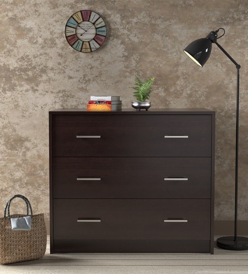 Buy Atlas Chest Of Three Drawers In Beech Chocolate Finish By