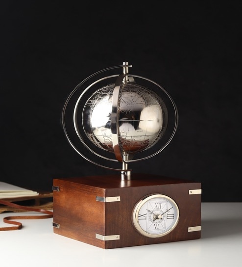 Atlasphere Silver Table Clock