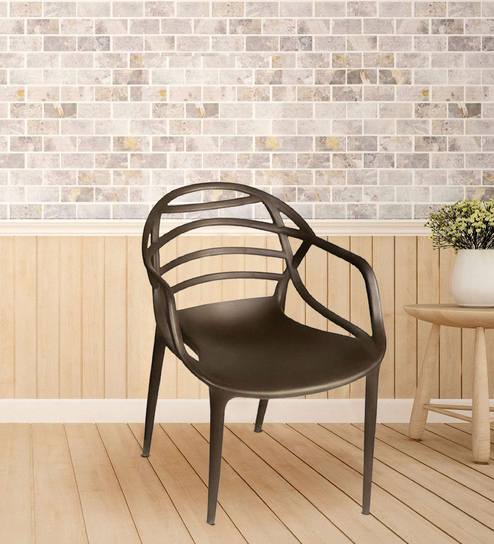 Atria Plastic Chair In Ice Brown Colour Set Of 2 By Cello