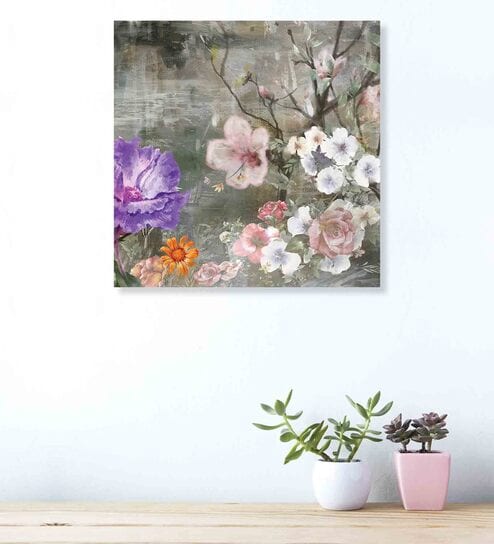 Attractive Flowers Multicolour Canvas Framed Wall Painting