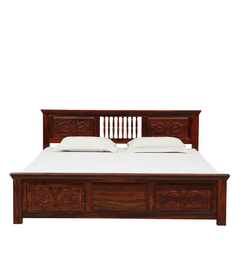 Buy Kumud Solid Wood King Bed In Honey Oak Finish By Mudramark Online