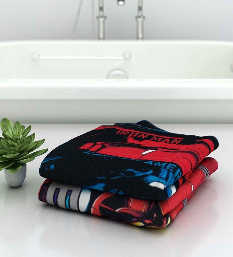 Buy Marvel Avengers Kids 350 GSM Bath Towel (Set of 2) by Athom Living