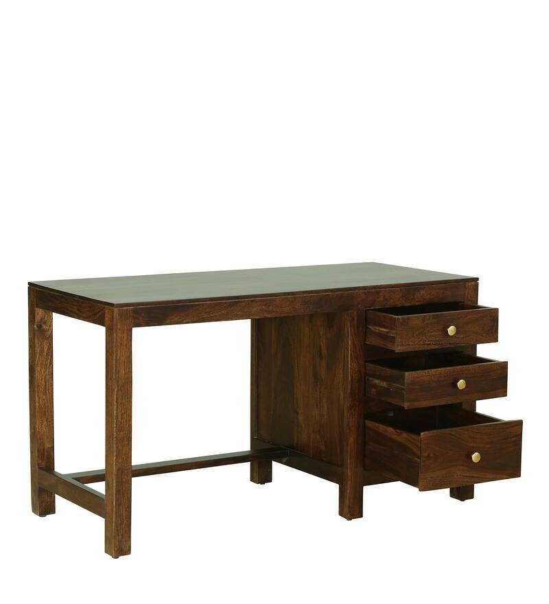 Buy Attie Solid Wood Study Table In Provincial Teak Finish By