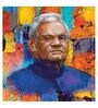Atal Bihari Vajpayee 24"X24" Stretched And Teakwood Framed Art Print
