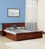 Kumud Solid Wood King Bed With Drawer Storage In Honey Oak Finish