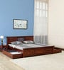 Kumud Solid Wood King Bed With Drawer Storage In Honey Oak Finish