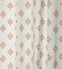 Athens Cream & Red Cotton 230 GSM  Geometric 5 Feet Room Darkening Eyelet Window Curtains (2 Pc)