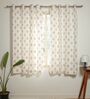 Athens Cream & Red Cotton 230 GSM  Geometric 5 Feet Room Darkening Eyelet Window Curtains (2 Pc)