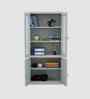Atlas Metal 5 Tier Glass Door Bookshelf In Grey Finish