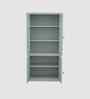 Atlas Metal 5 Tier Glass Door Bookshelf In Grey Finish