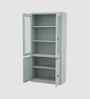 Atlas Metal 5 Tier Glass Door Bookshelf In Grey Finish