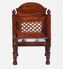 Atulya Sheesham Wood Slipper Chair In Honey Oak Finish With Floral Cushion