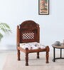 Atulya Sheesham Wood Slipper Chair In Honey Oak Finish With Floral Cushion