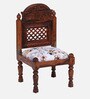 Atulya Sheesham Wood Slipper Chair In Honey Oak Finish With Floral Cushion