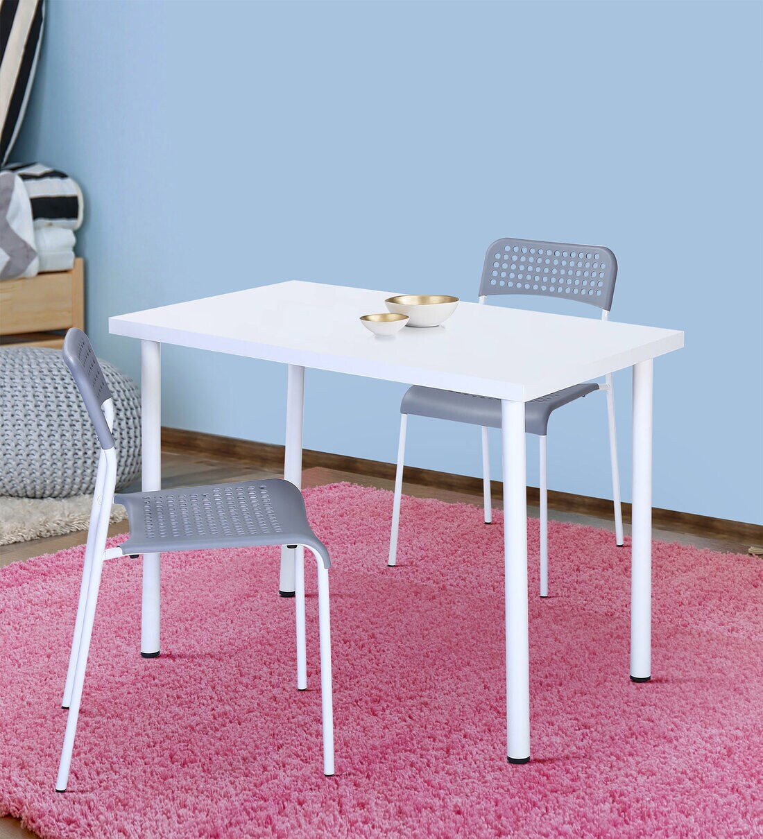 Buy Aulus 2 Seater Dining table Set In White & Grey Colour by Sayo