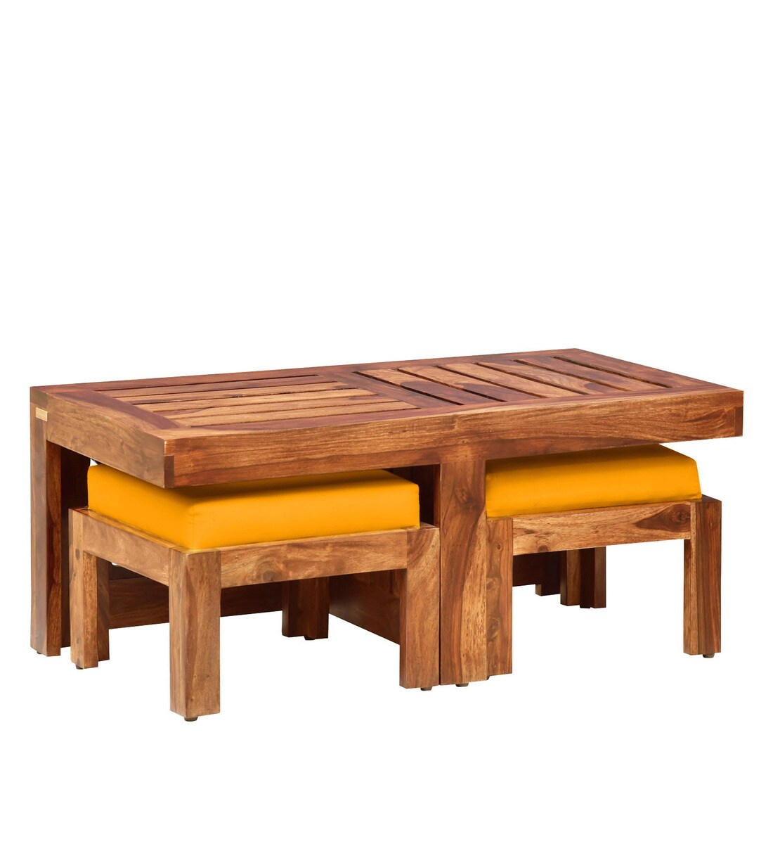 Buy Aura Solid Wood Nesting Coffee Table Set in Rustic Teak Finish By ...
