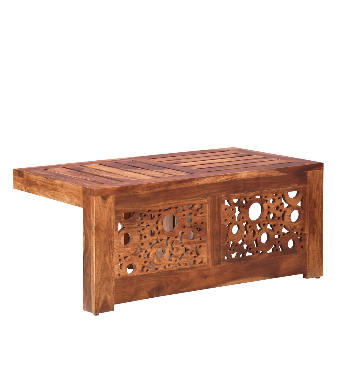 Buy Aura Solid Wood Nesting Coffee Table Set in Rustic Teak Finish By