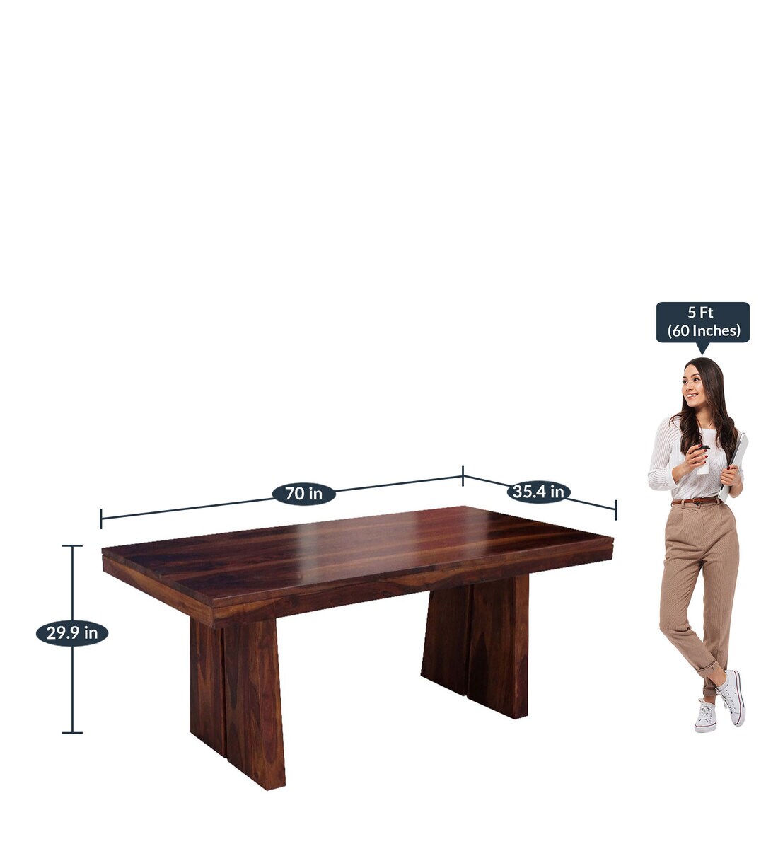 Buy Austin Sheesham Wood 6 Seater Dining Table in Honey Finish by