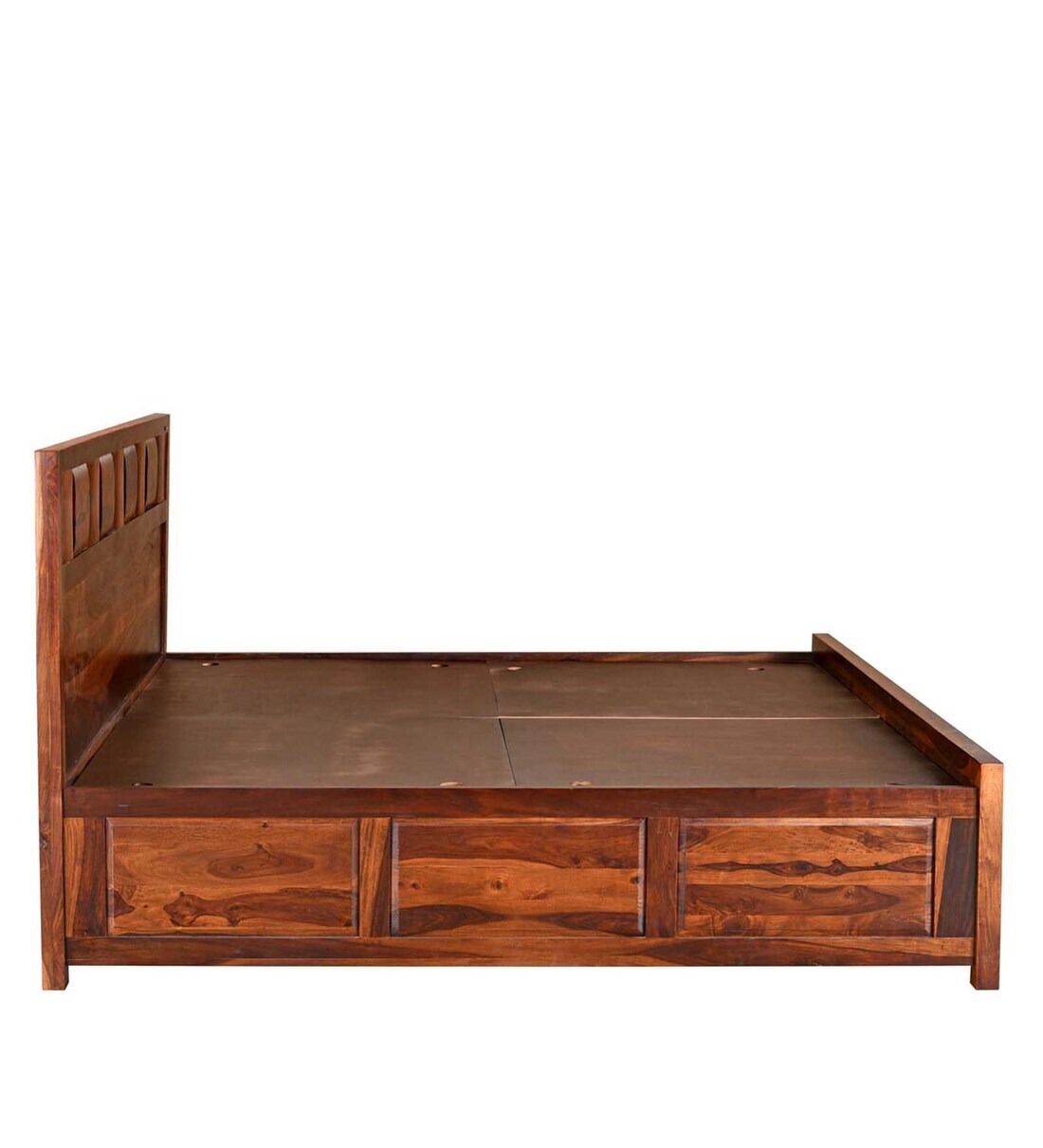 Buy Austin King Bed with Storage in Walnut finish by Nilkamal Online