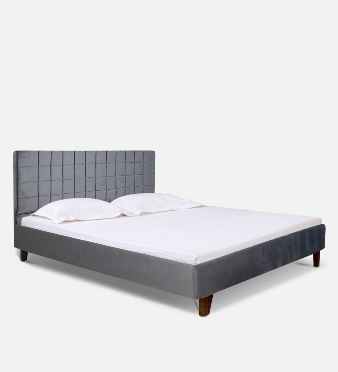 Buy Austin Queen Bed with Upholstered Headboard in Grey Colour
