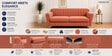 Augusta 3 Seater Sofa In Rose Gold Color