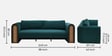 Aura 3 Seater Sofa Cane & Velvet Couch in Blue Oasis Colour