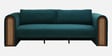 Aura 3 Seater Sofa Cane & Velvet Couch in Blue Oasis Colour