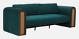 Aura 3 Seater Sofa Cane & Velvet Couch in Blue Oasis Colour